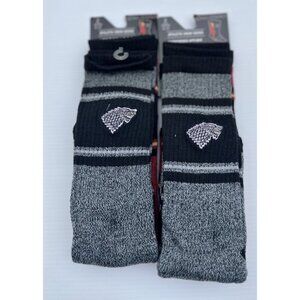 2x Game of Thrones Stark Men’s Athletic Crew Socks Black Size 6-12 2-Pack Each